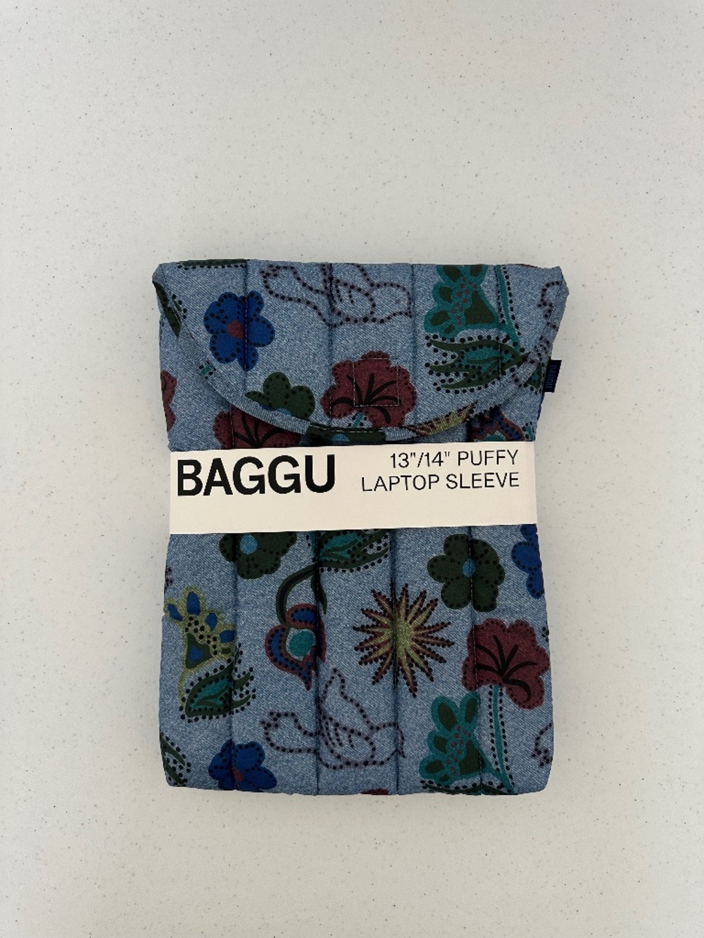 Baggu Puffy Laptop Sleeve 13"-14" - Digital Denim Birds - RARE!
